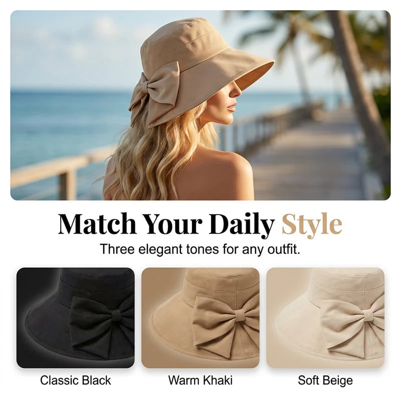 Women's Bowknot Wide Brim Sun Hat – Opvouwbaar