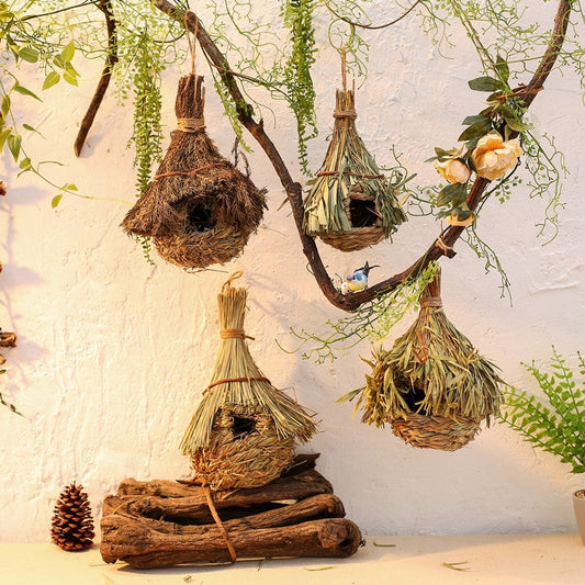 Handwoven Natural Grass Bird House