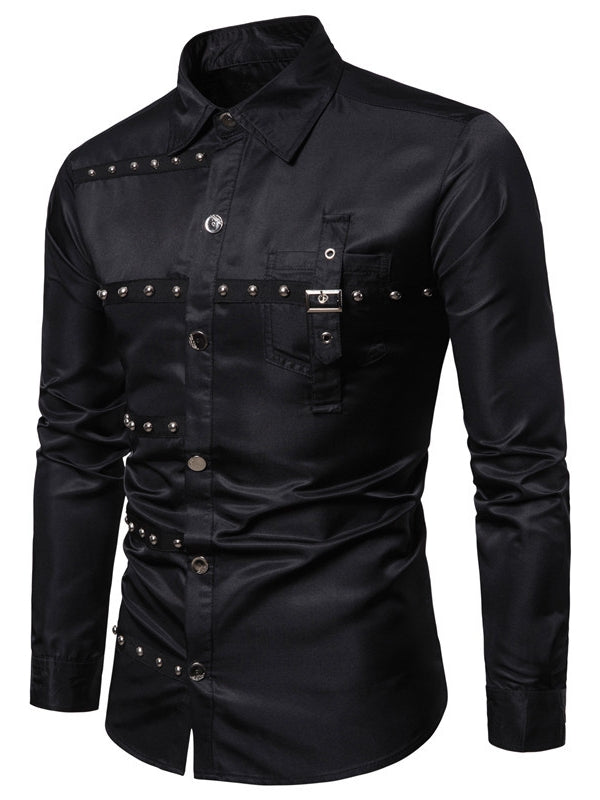 Men’s Gothic Rivet Satin Shirt ✨