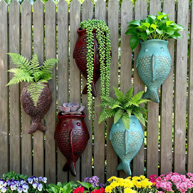 Fish-Shaped Resin Wall Planters