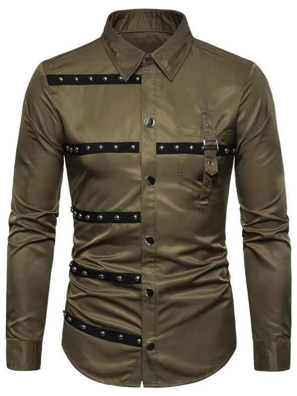 Men’s Gothic Rivet Satin Shirt ✨
