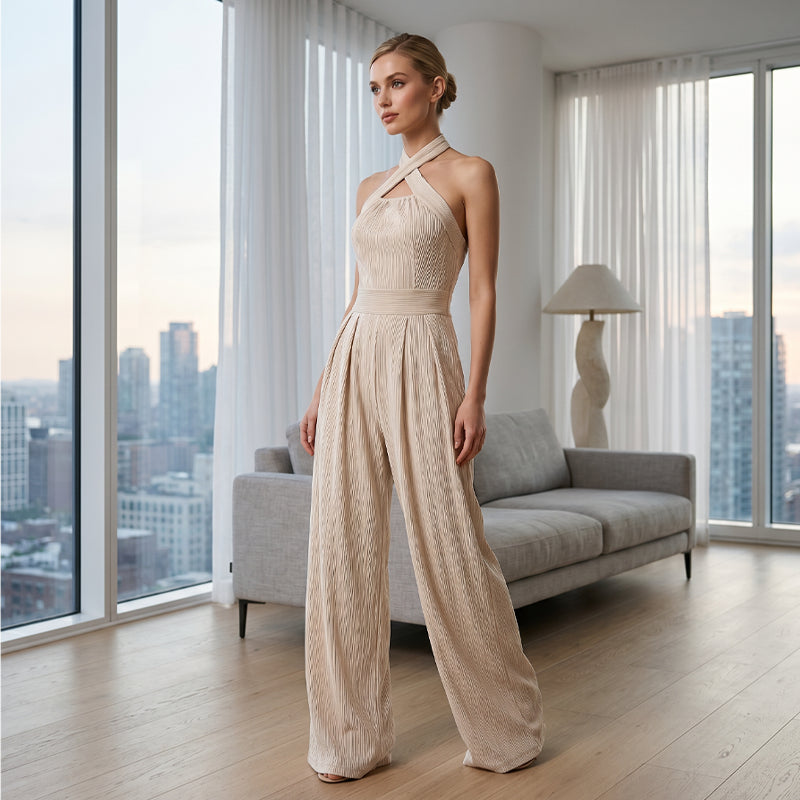 Elegant backless jumpsuit with crisscross straps