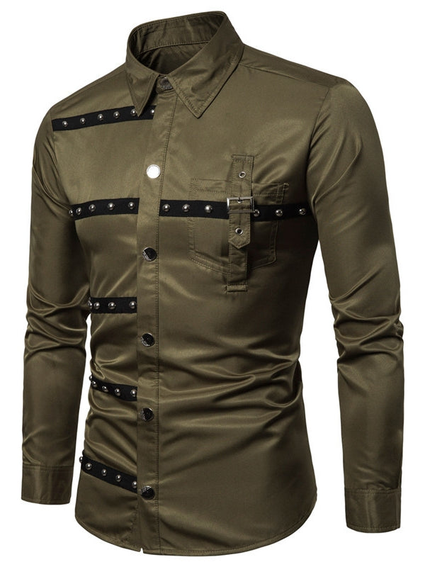 Men’s Gothic Rivet Satin Shirt ✨