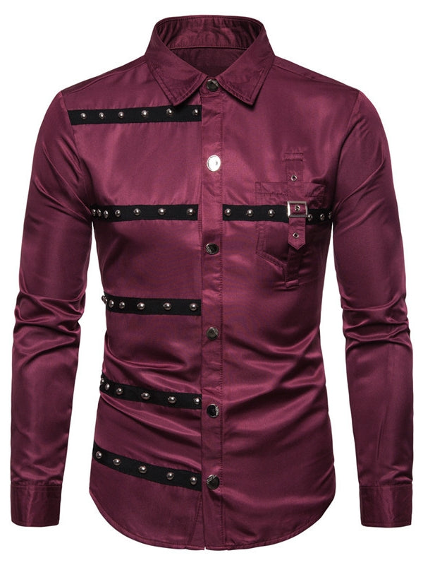 Men’s Gothic Rivet Satin Shirt ✨