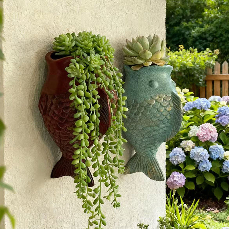 Fish-Shaped Resin Wall Planters