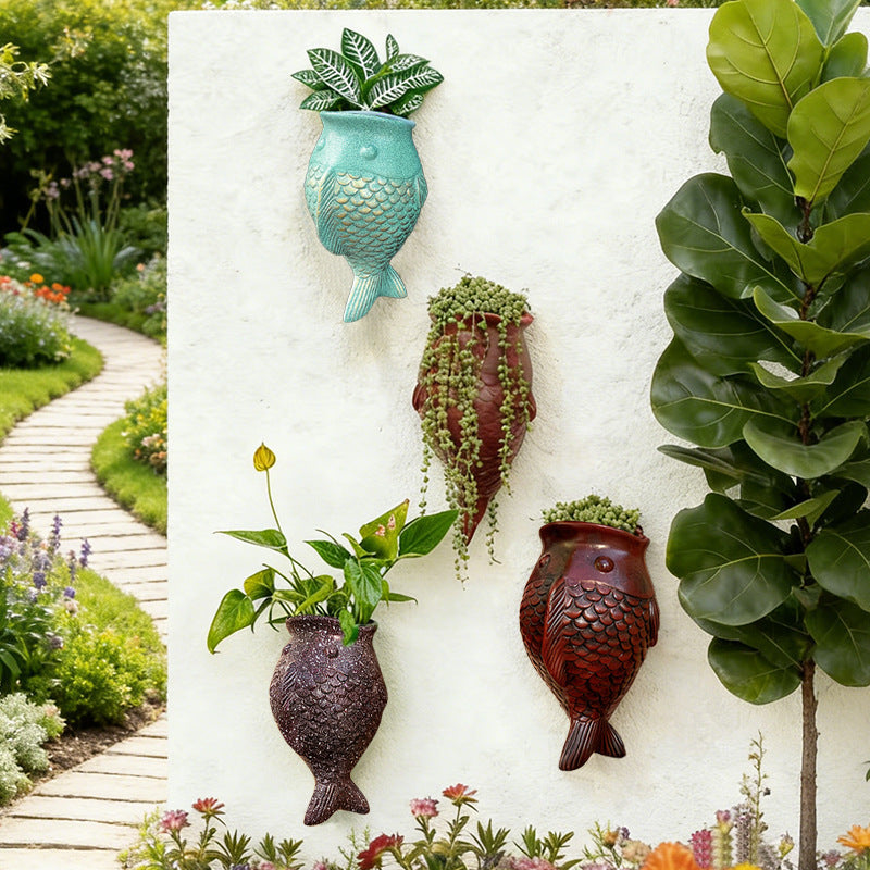 Fish-Shaped Resin Wall Planters