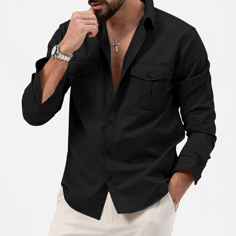 🌻 Utility Long-Sleeve Button-Down Shirt