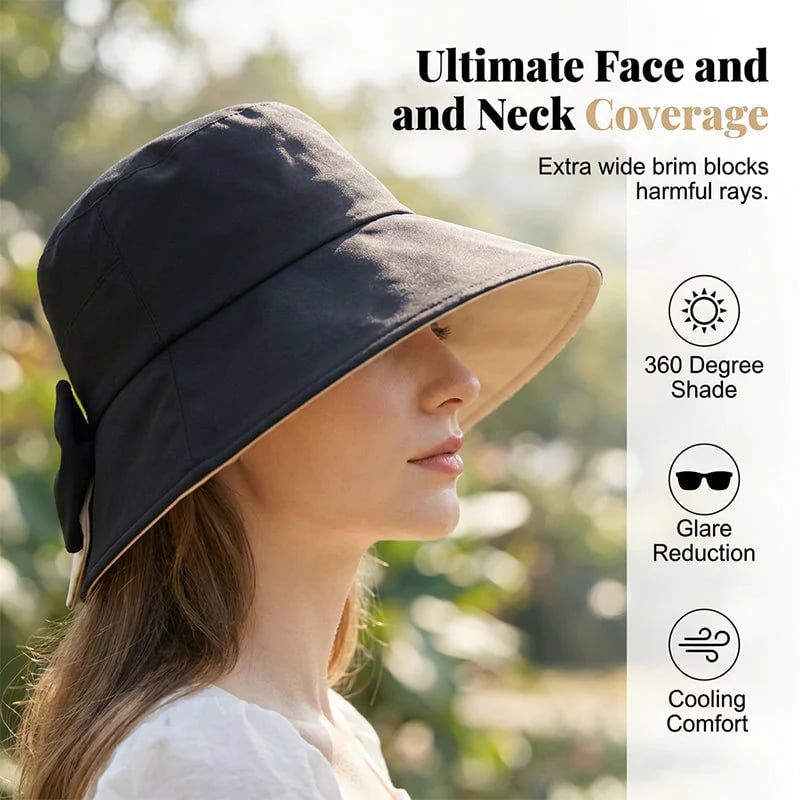 Women's Bowknot Wide Brim Sun Hat – Opvouwbaar
