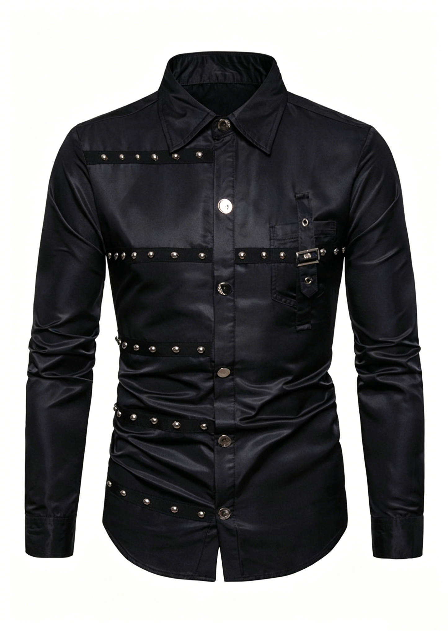 Men’s Gothic Rivet Satin Shirt ✨