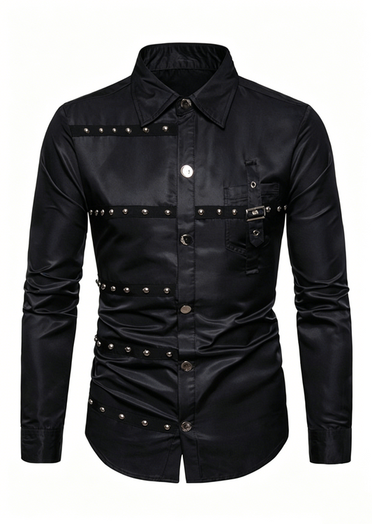 Men’s Gothic Rivet Satin Shirt ✨