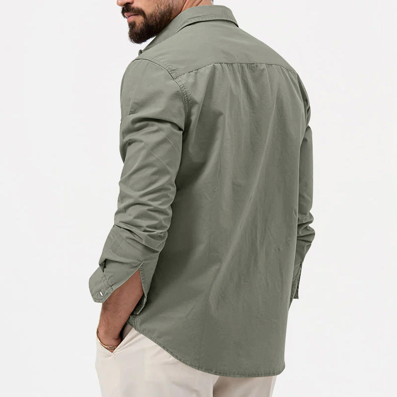 🌻 Utility Long-Sleeve Button-Down Shirt