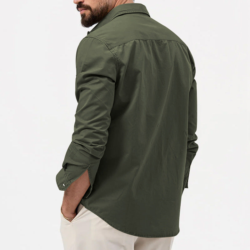 🌻 Utility Long-Sleeve Button-Down Shirt