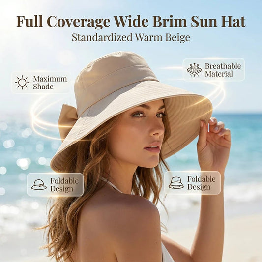 Women's Bowknot Wide Brim Sun Hat – Opvouwbaar