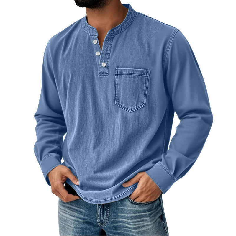 Men’s Vintage Henley Long‑Sleeve Shirt