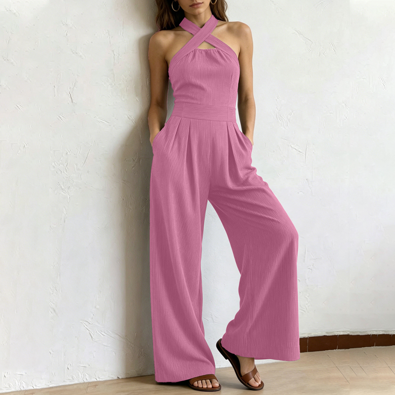 Elegant backless jumpsuit with crisscross straps