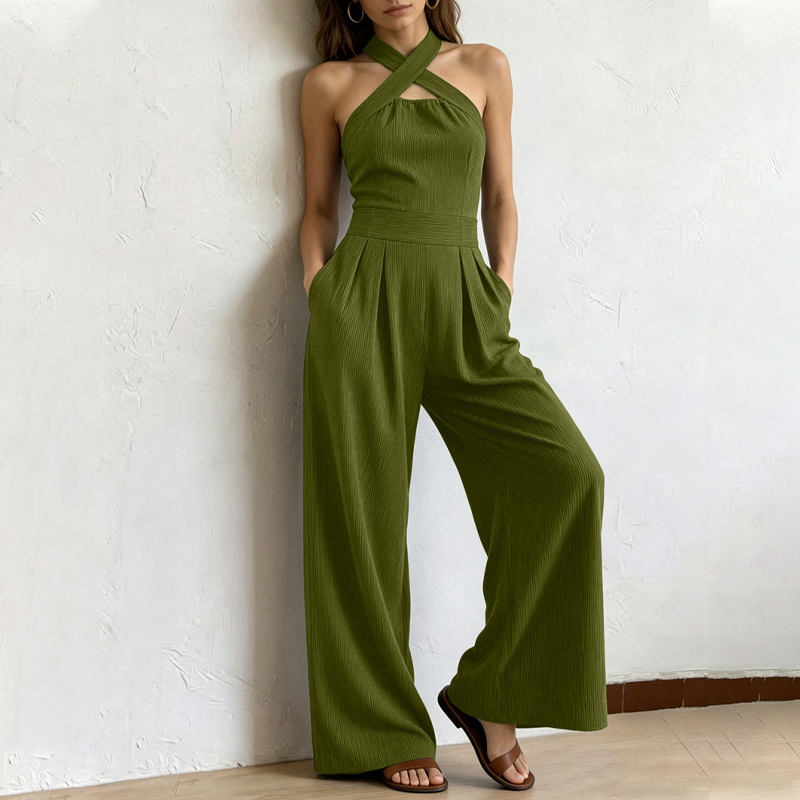 Elegant backless jumpsuit with crisscross straps