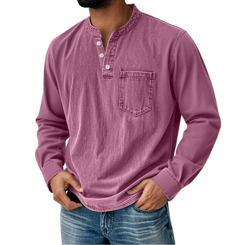 Men’s Vintage Henley Long‑Sleeve Shirt