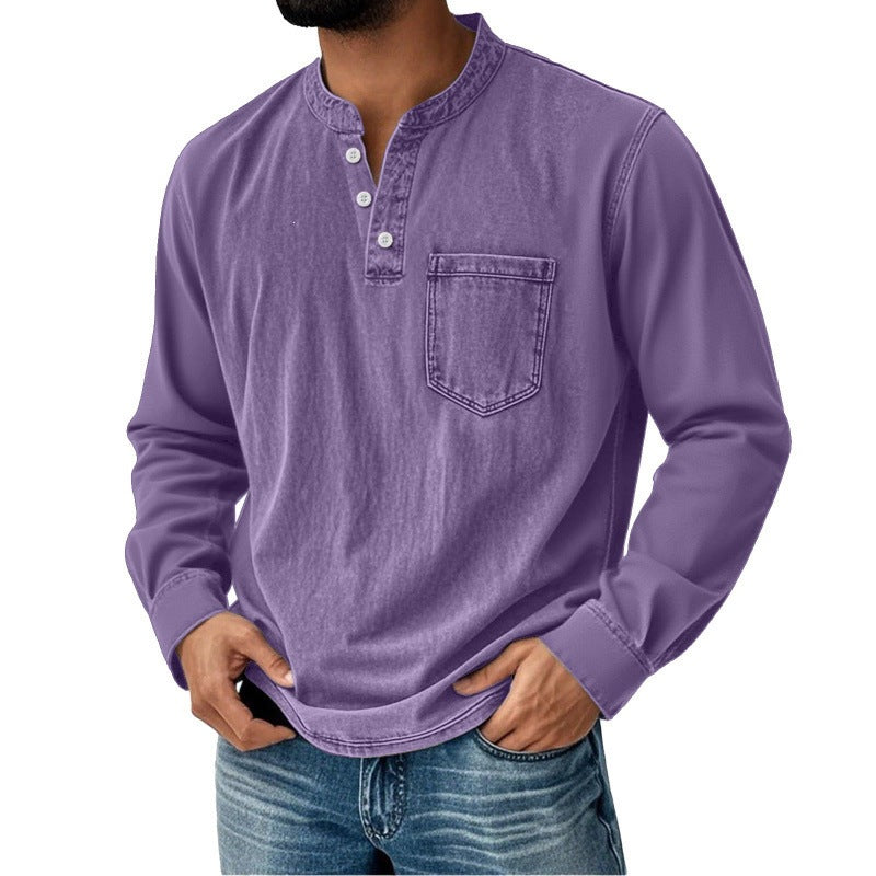 Men’s Vintage Henley Long‑Sleeve Shirt