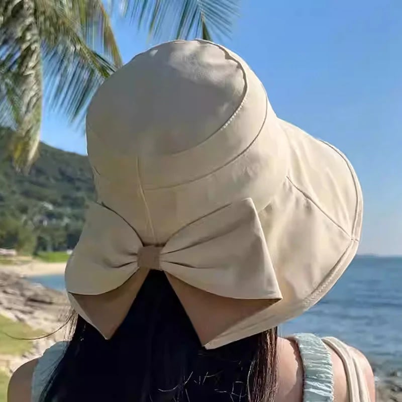 Women's Bowknot Wide Brim Sun Hat – Opvouwbaar
