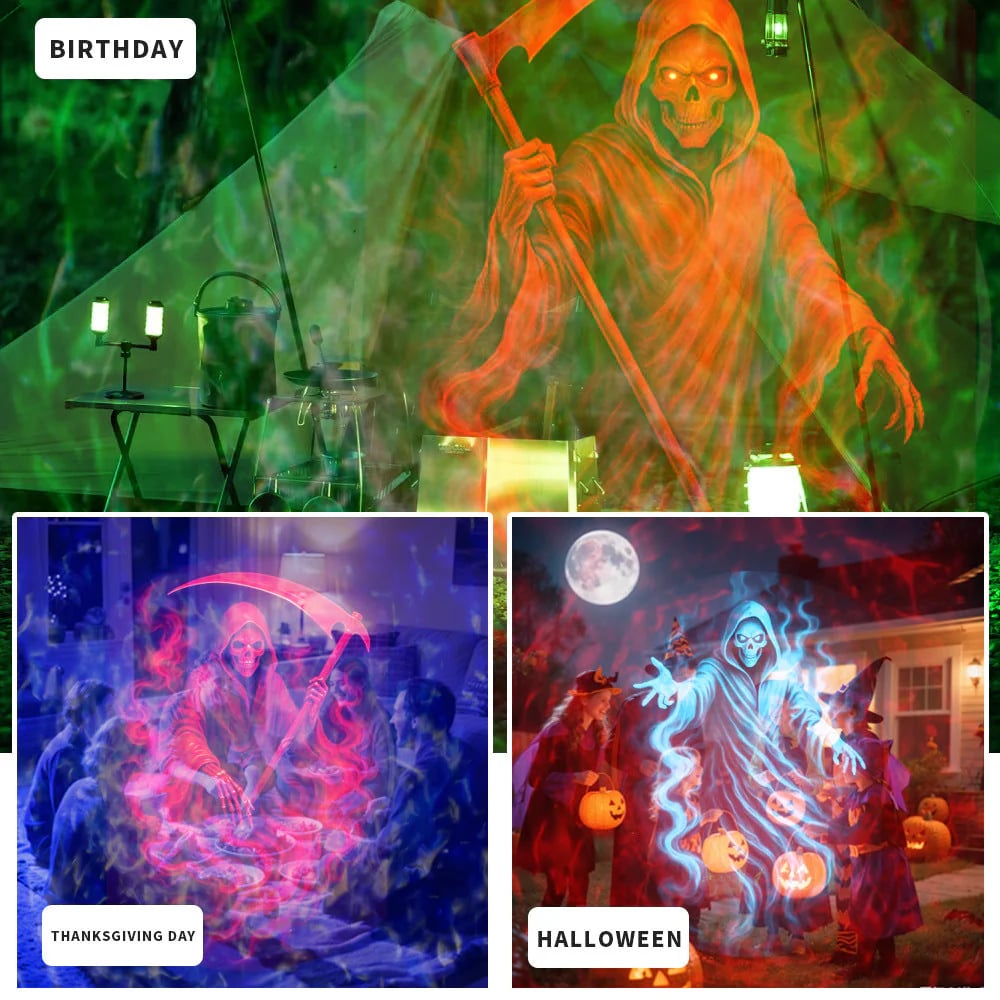 Halloween HD Projector—Features 10 unique spooky designs and can project a giant 32-foot image