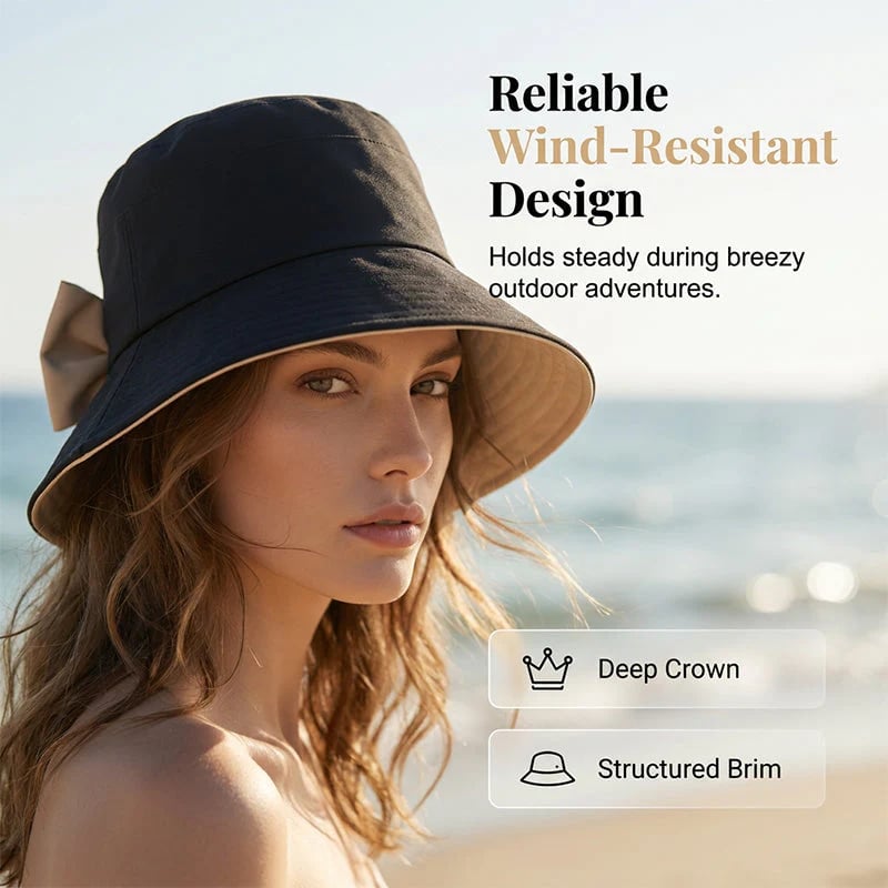 Women's Bowknot Wide Brim Sun Hat – Opvouwbaar