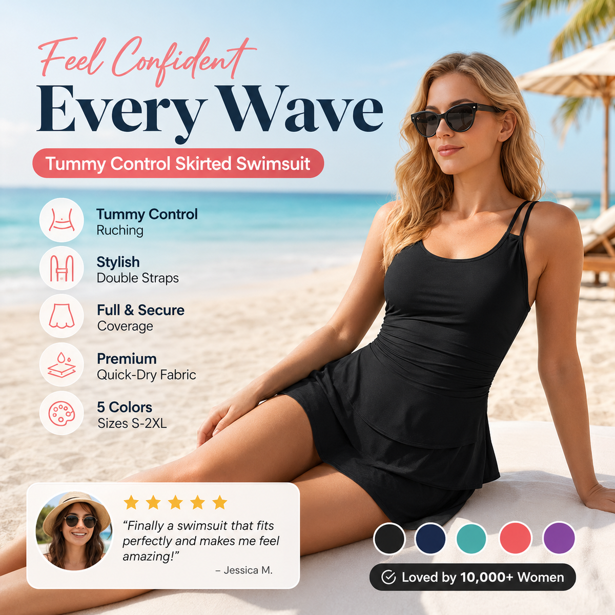 Double Strap Ruched Skirted Swimsuit