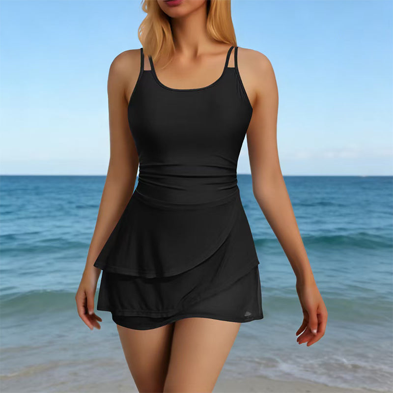Double Strap Ruched Skirted Swimsuit