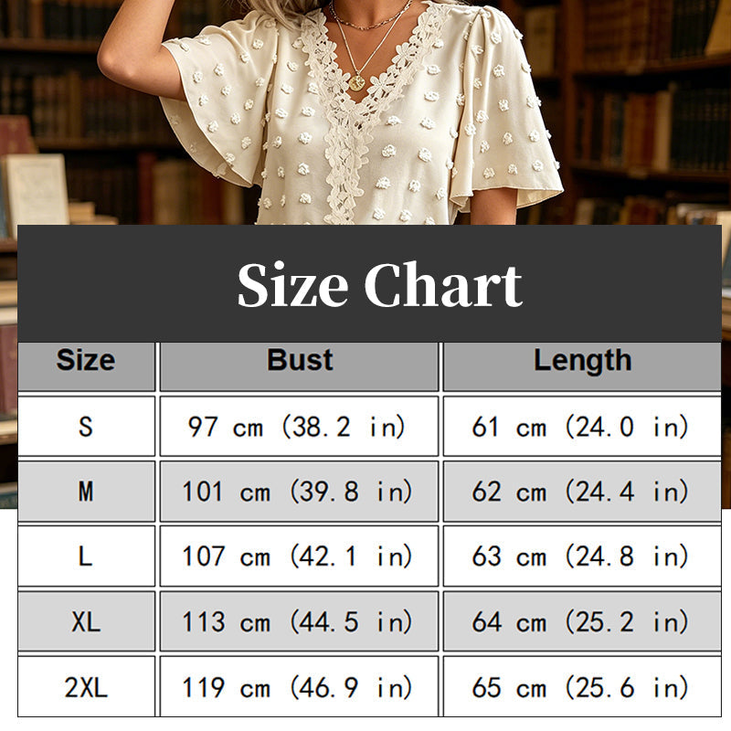 Women's Jacquard V-Neck Butterfly Sleeve Top