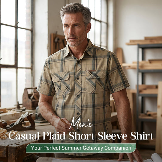 Men's Casual Plaid Short Sleeve Shirt