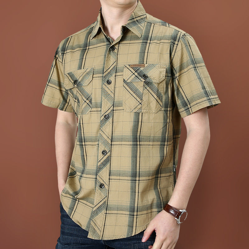 Men's Casual Plaid Short Sleeve Shirt