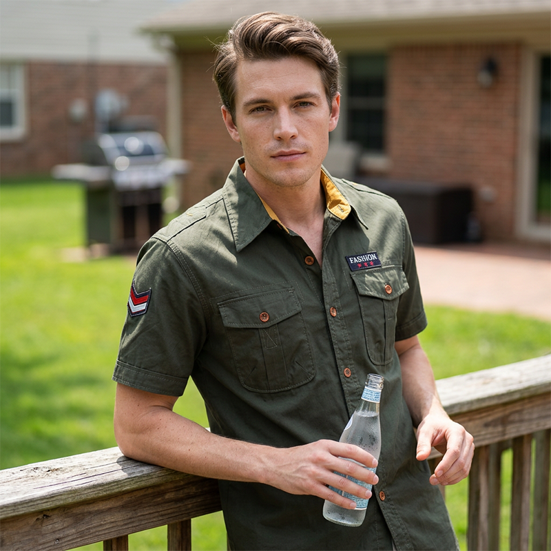 Men's Classic Fit Short Sleeve Casual Shirt